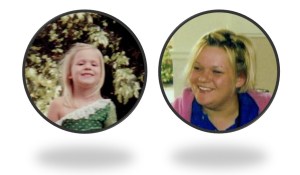 Two images side by side. In the left is my sister Courtney in the early 1980s.  In the right is Courtney in the 2000s.  